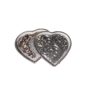 Vintage Montana Silversmith Double Heart Filagree Belt Buckle Teens Ladies Kids